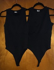 2 piece- Black Stretch Bodysuit One-Piece Moderate Compression- L