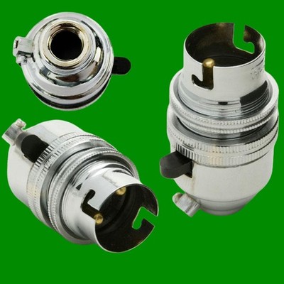 2x Chrom Bajonett Fassung BC B22 M10 Einstiegslampe Halter Schalter, Schirmkragen