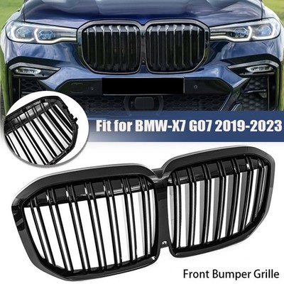 For BMW X7 G07 M50i 2019~2022 Black M Performance Dual Slats Front Bumper Grille