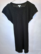 J.CREW Women's Black Solid Knit T-Shirt Dress Tie-Side Round Neck Size S