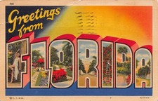 1940 Florida FL Greetings From Large Letter 8...