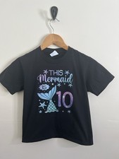 This Mermaid Is 10 Girls Graphic T-Shirt Youth Small  Birthday Mermaid Tee