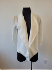 Zenana Outfitters White Blazer Open Front Preppy Office Career Old Money Medium