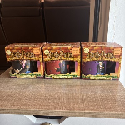 Vintage 2001 Set 3 Harry Potter Ron Weasley Hermione Granger Heat Changing Mugs