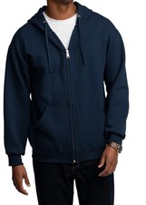 Fruit of the Loom Mens EverSoft Fleece Full Zip Hoodie Jacket Navy Size Small