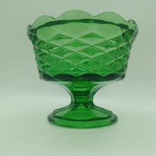 Vintage Emerald Green Footed Compote Bowl Candy Dish Nut Dish