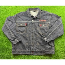 US Polo Assn Denim Jean Trucker Jacket Embroidered Logo Dark Wash Men s XL Rare