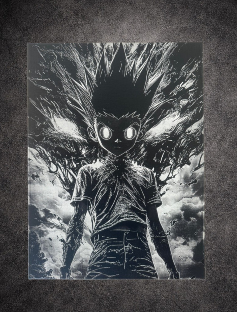 Cadeau manga Hunter x Hunter avec la toile murale Gon monochrome 30x40