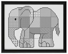 Blackwork Elephant - Cross Stitch - Blackwork Kit