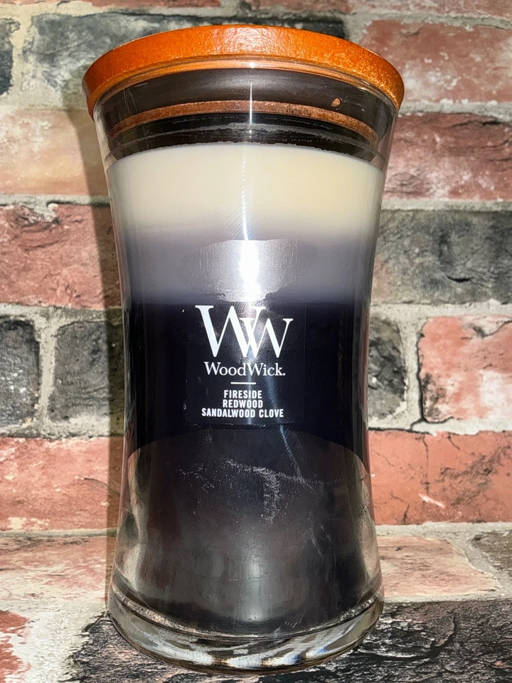 WoodWick Warm Woods Trilogy Large Hourglass Candle Fireside Redwood Clove 21.5oz - Image 4 of 4