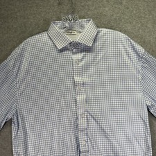 Collars  Co Dress Collar Polo Shirt Mens Large Blue Check Performance Stretch