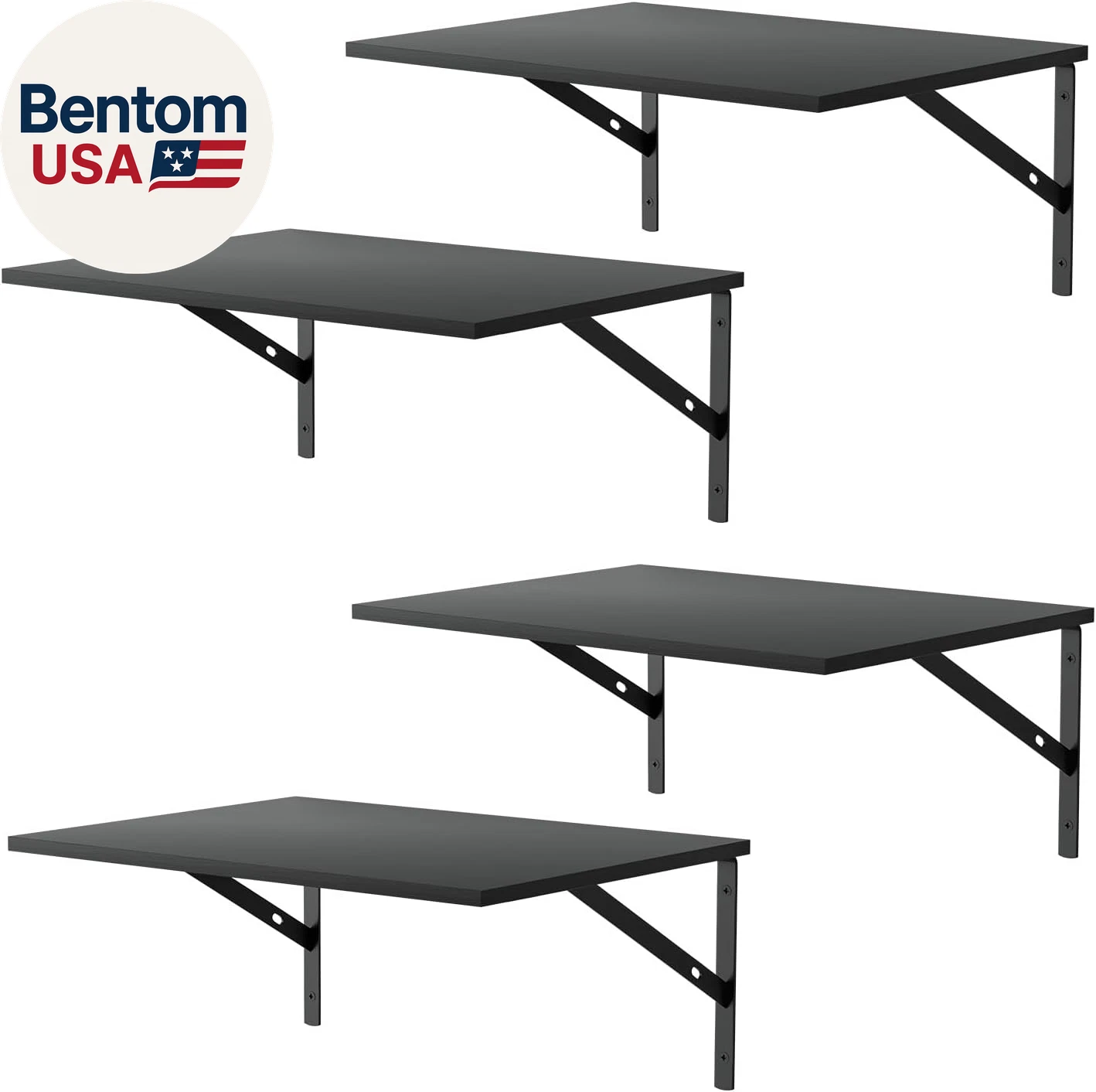 Deep Floating Wall Shelves - 4 Sets of 12 Inch Wide Black Wood Shelves for Bathr
Opens in a new wind
