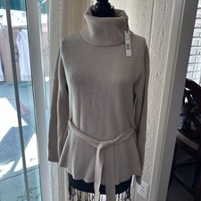 Elie Tahari Creamy Heather cashmere Turtleneck Sweater Sz XL NWT 395