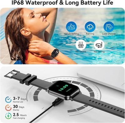 Jacoosa Smartwatch for Men Women, 5 ATM Water-Resistance, 1.83'' HD Fitness Track