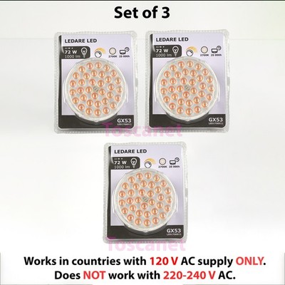 Set of 3, Ikea LEDARE GX53 LED Bulb 1000 lumen 2700 K Dimmable 803.650.91, NEW