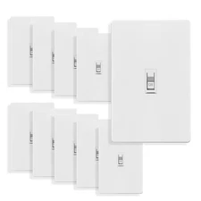 15-Amp Toggle Light Switch with Screwless Wall Plate, White (10-Pack)