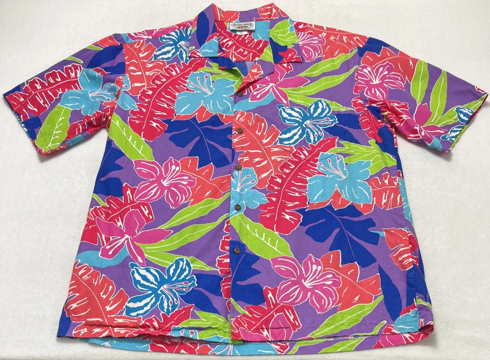 Pacific Legend Apparel Mens X-Large Multi Color Floral Hawaiian Shirt
