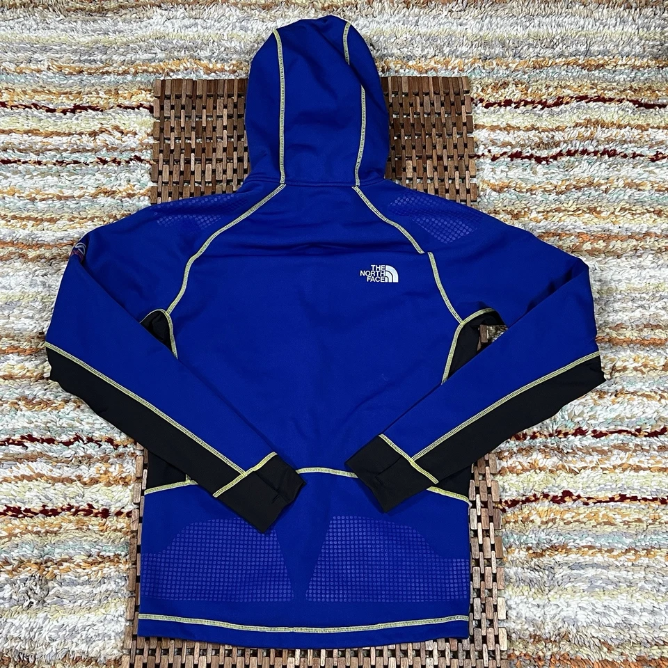 The North Face Tech Fleece Full Zip Jacket Hoody Hoodie Blue Yellow Men’s Small - Image 3 of 4