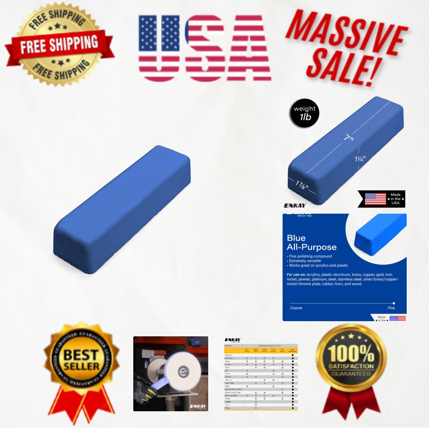 U.S. Made 1 Lb. Extra Fine Polishing Compound - Perfect for 
