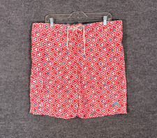Tommy Bahama Swim Trunks Mens XL Red Geometric Print Relax Beach Surf Lined