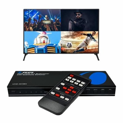 4K Multi HDMI Viewer Quad 4 in 1 Out, Switcher 4 Ports Seamless IR Remote Sup...