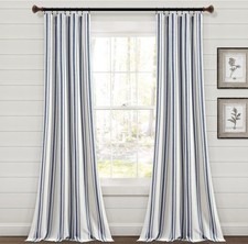 Farmhouse Stripe Yarn Dyed Eco-Friendly Recycled Cotton Window Curtain Panel ...