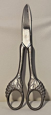 Vintage Antique Scissors W Grape Vine 6  Pewter