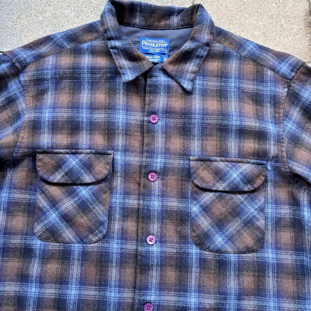 Pendleton The Original Shadow Plaid Wool Board Shirt Sz L Loop