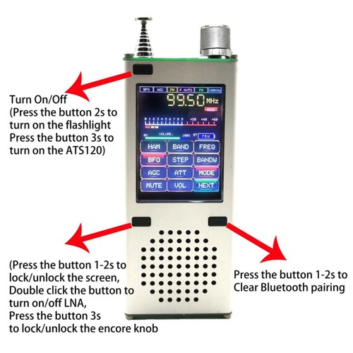 Récepteur radio Bluetooth 2,4 pouces TFT ATS200 bande complète/aviation SSB LSB FM AM - Photo 9/9