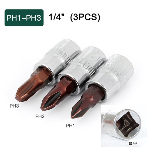 TORX,PH,PZ,Hex,Flat Head 1/4" Drive Ratchet Wrench Screwdriver Socket Bit Set - Picture 21 of 26