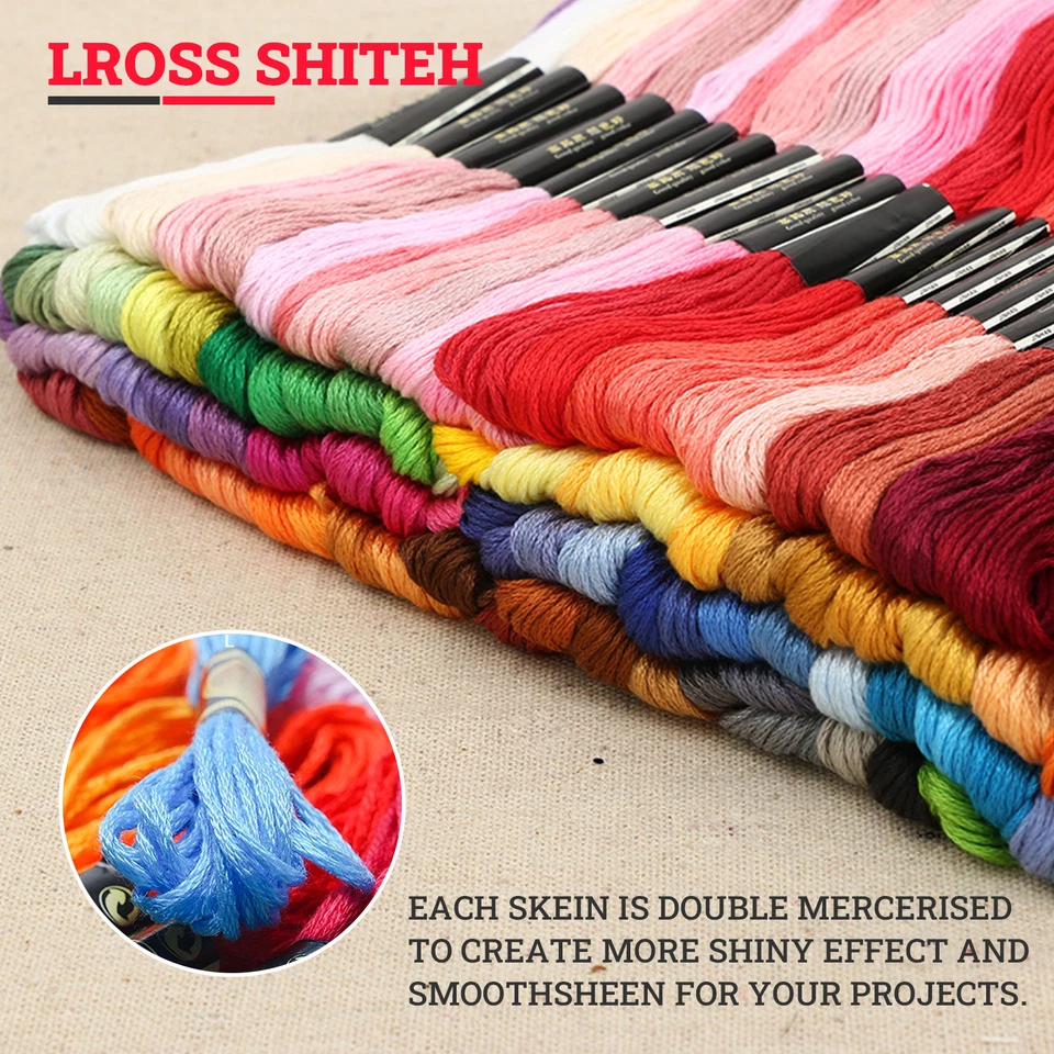 50-300 Coloured Egyptian Cotton Embroidery Cross Stitch Thread Floss Hand Skeins - image 2 of 4