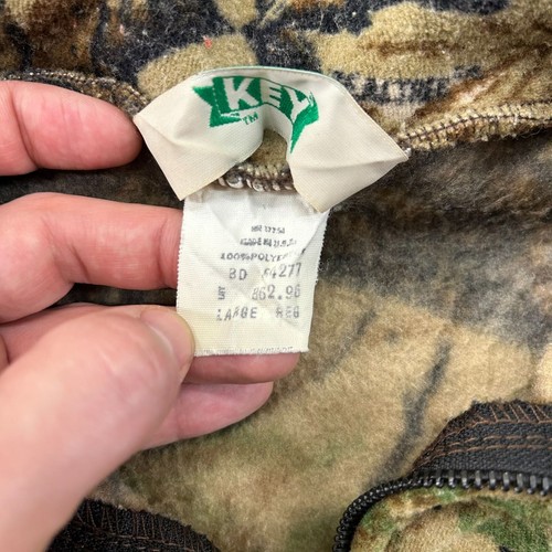 80S VINTAGE REALTREE FLEECE BOMBER JACKET MENS LARGE HUNTING FULL ZIP CAMO KEY - Picture 5 of 7