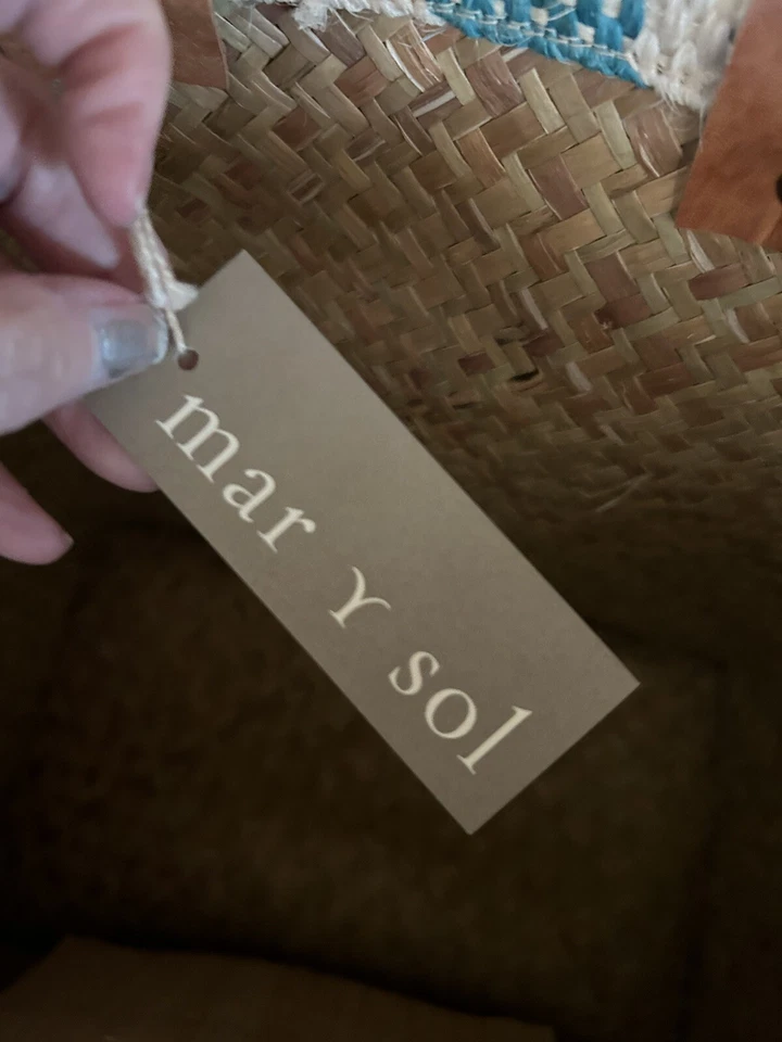 NWT MAR Y SOL Collins STRAW & LEATHER Bag BEACH Tote POPSUGAR - Image 4 of 4