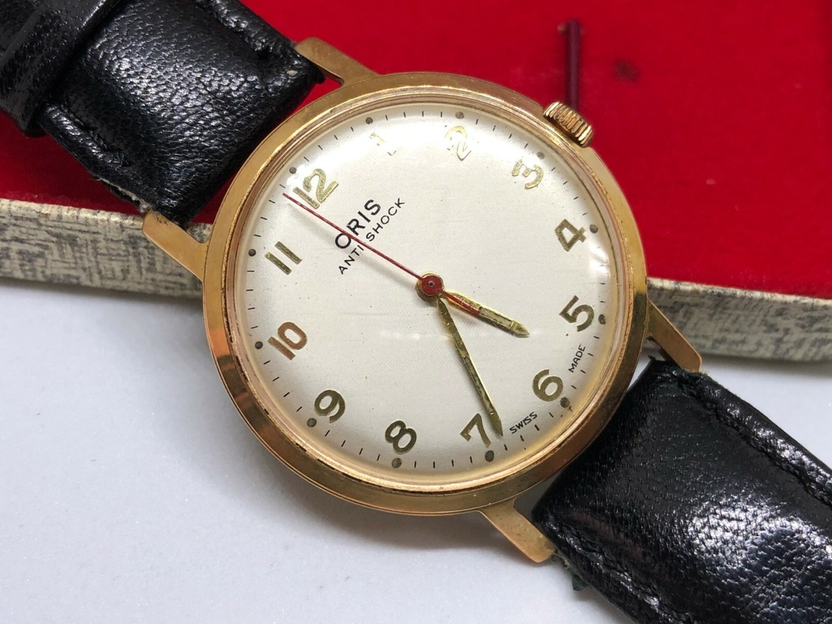 ORIS WATCH - ANTI SHOCK GOLD PLATED 33MM VINTAGE W/BOX