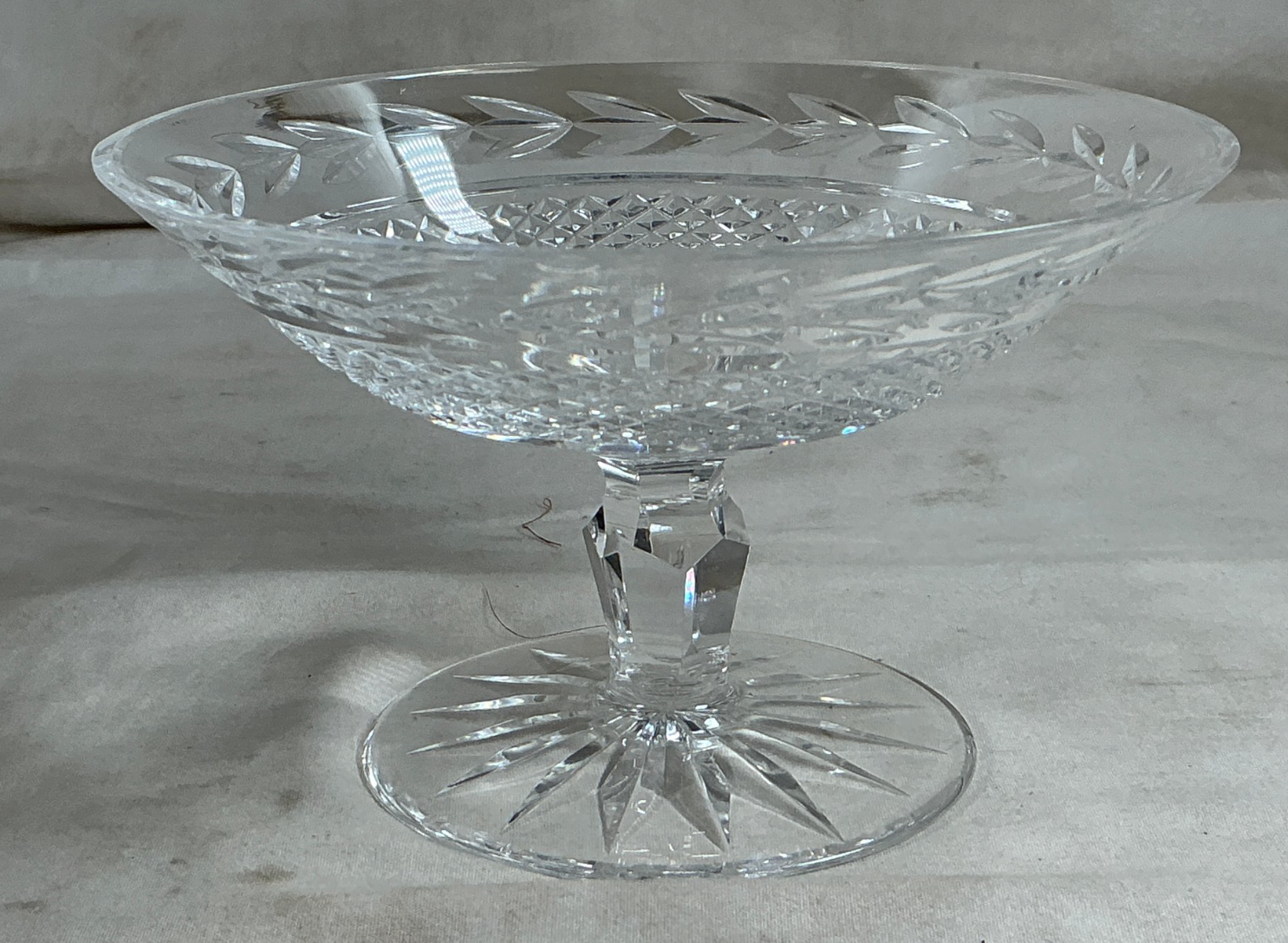 Vintage Waterford Crystal Footed Compote Bowl Dish with Elegant Cut Glass Design  