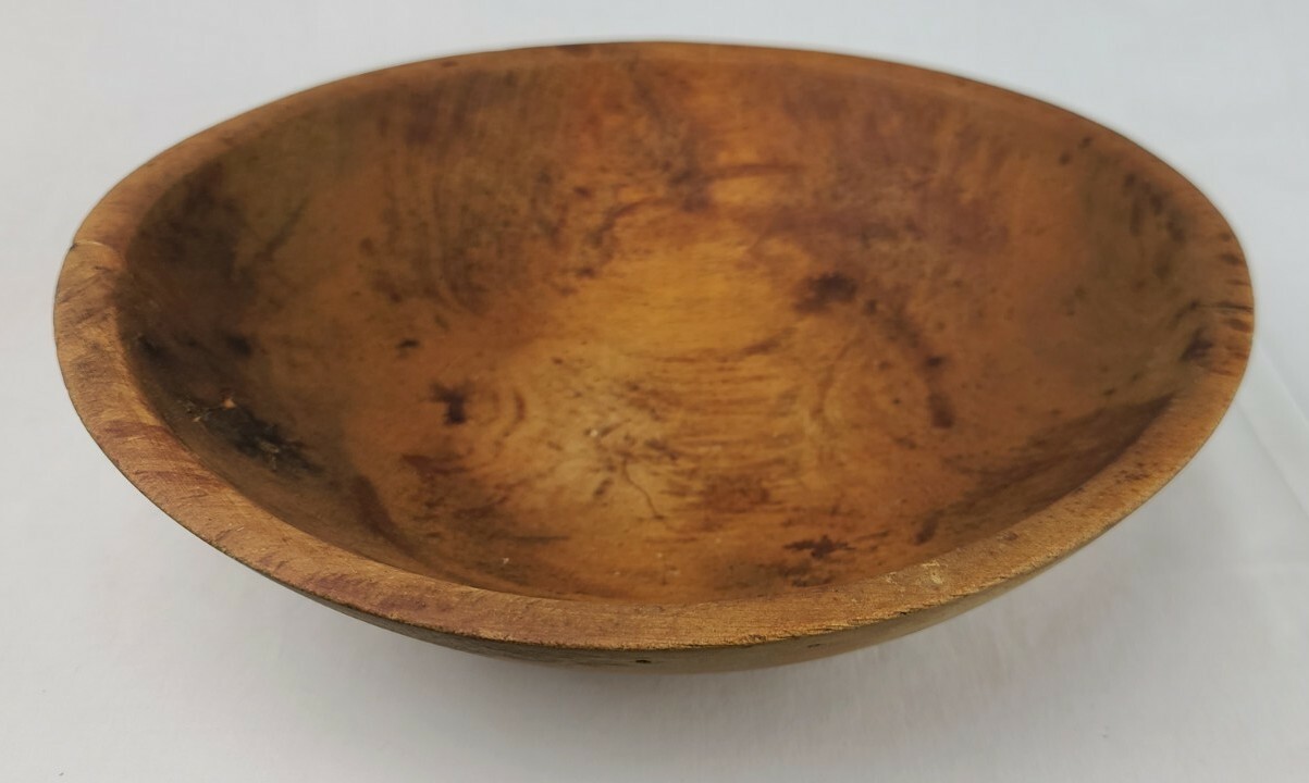 Antique Primitive Wooden Butter Dough Mixing Bowl Old Hand Turned 11