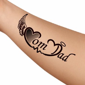 3D Mom Dad Heart Shape Body Tattoo Long Lasting Unisex ...