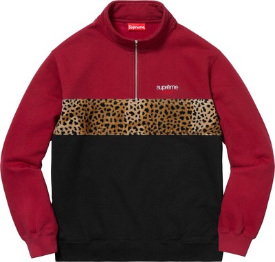 supreme half zip leopard