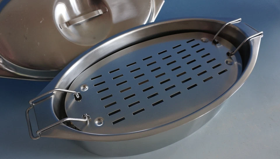 Großer Spring Bräter Dämpfer Gartopf Dampfgarer Edelstahl oval  (F23-1355) - Bild 4 von 4