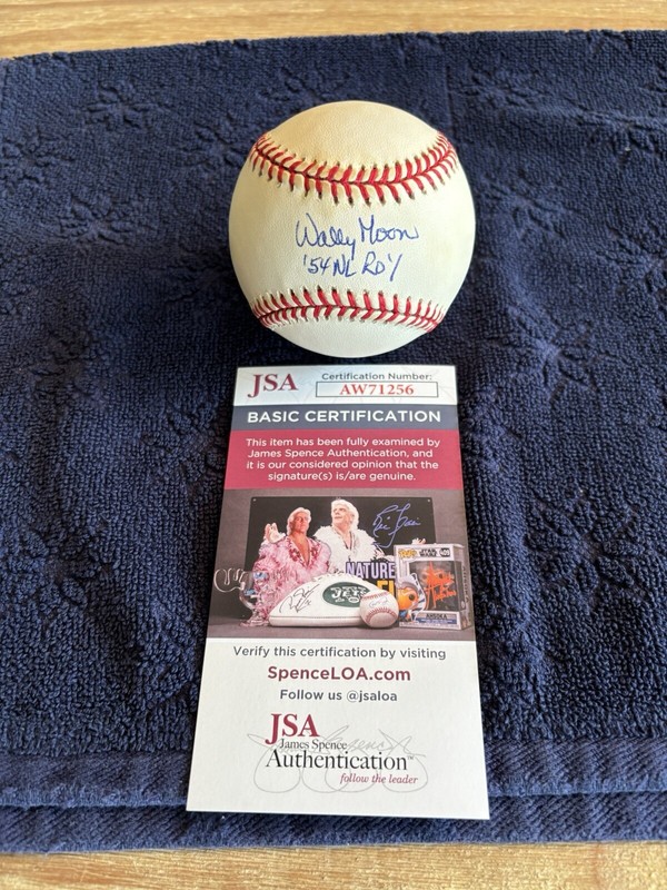 Wally Moon 54 NL ROY Autographed ONL Leonard S Coleman Baseball JSA COA Vintage