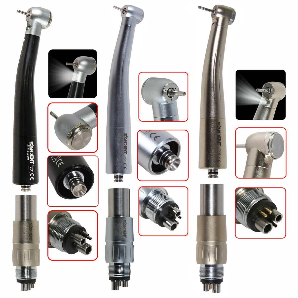 NSK Style Dental High Speed /LED E-generator /Fiber Optic Handpiece 4/6Hole AN - Foto 13