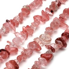 Cherry Quartz Chip Beads 32  Strand 5 8mm Watermelon Jewelry Making Bulk Loose