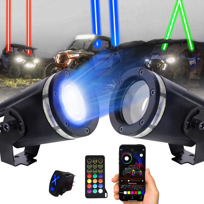 Laser RGBW LED Whip Lights Whipless Antenna Remote APP For ATV UTV CanAm Polaris