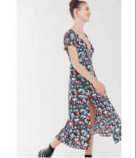 Urban Outfitters Women's Sophie Slit Front V Neck Floral Midi Dress Size Large