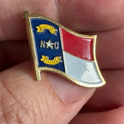 North Carolina State Flag Lapel Pin Tie Tack Vintage Souvenir Tourist