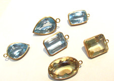 Six New Natural Gemstones set in Solid 18k Gold for Charms or Pendant MAKE OFFER