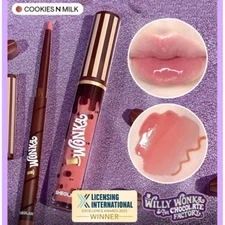 WILLY WONKA X Sheglam Cocoa Kiss Lip Gloss & Lip Liner Duo- COOKIES N' MILK