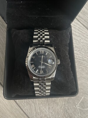 Custom Seiko Mod Watch black Roman Numeral Dial