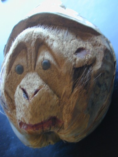 ARTISTICALLY HANDCARVED COCONUT MONKEY FACE 70+ YRS OLD 1 LB 4 OZ FREE SHIPPING - Picture 2 of 7
