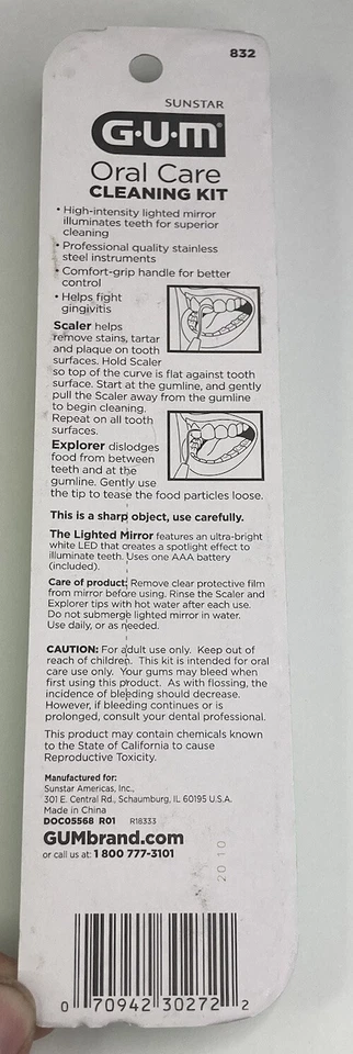 Sunstar G.U.M. Kit de cuidado bucal con espejo iluminado - Nuevo en paquete Foto 2 de 2